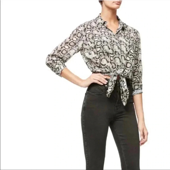Good American semi sheer snake print blouse - Picture 1 of 10